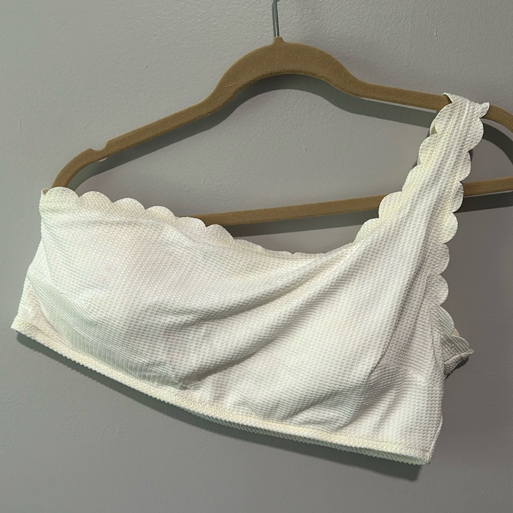 Aerie White One-Shoulder Bikini Top